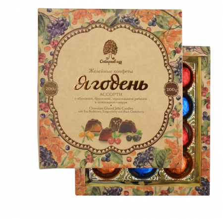 Конфеты «Ягодень», ассорти (брусника, облепиха, черноплодная рябина), 200 г